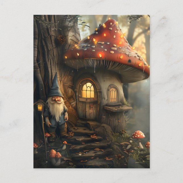 Carte Postale Design de gnome et de champignon (Devant)
