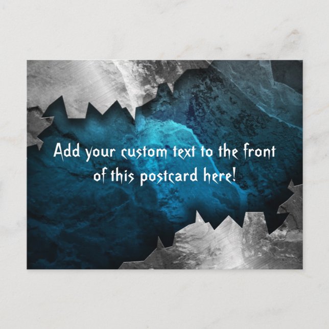 Carte Postale Design de métal/pierre bleu et argenté (Devant)