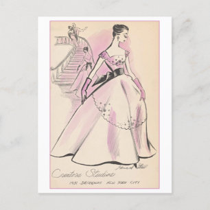 Carte Postale Design de mode vintage pour le gown du soir