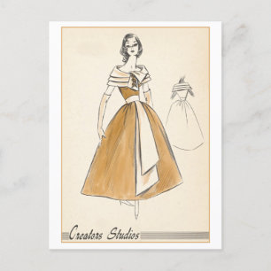 Carte Postale Design de mode vintage pour le gown du soir