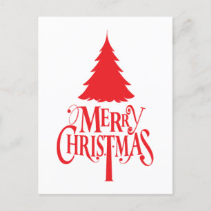Carte Postale Design de Noël avec arbre rouge