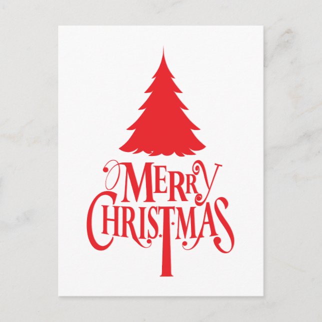 Carte Postale Design de Noël avec arbre rouge (Devant)