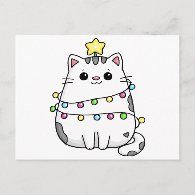 Carte Postale Design de Noël de chat mignon (Devant)