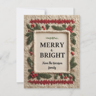 Carte Postale Design de Noël "Joyeux et brillant"