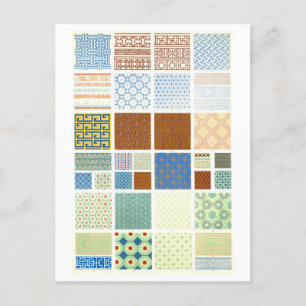 Carte postale Design de tissu chinois Vintage géom