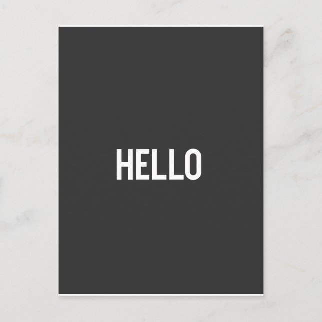 Carte Postale Design de typographie en noir et blanc - HELLO (Devant)