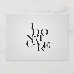Carte Postale Design de typographie noir et blanc "Je ne m'en so