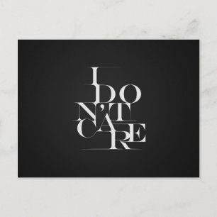 Carte Postale Design de typographie noir et blanc "Je ne m'en so