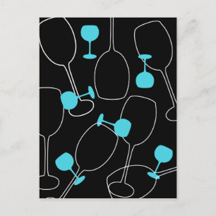 Carte Postale Design de verre à vin de style rétro