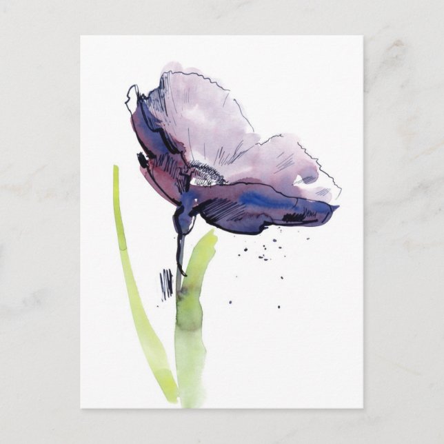 Carte Postale Design d'été floral avec abstrait peint à la main (Devant)