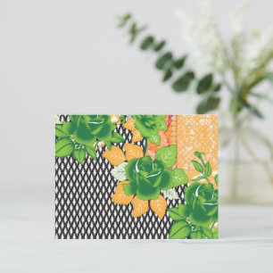 Carte Postale design d'un mur vert et jaune suspendu