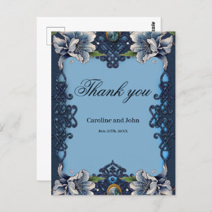 Carte Postale Design élégant bleu celtique