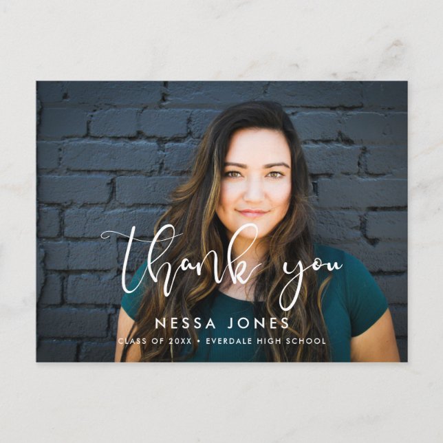 Carte Postale Design élégant Merci de graduation photo (Devant)