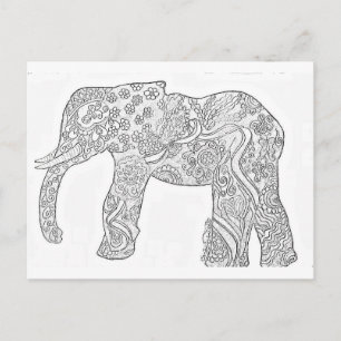 Carte Postale Design Eléphant noir et blanc