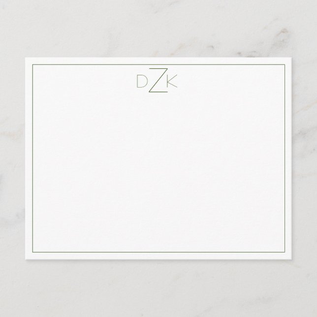 Carte Postale Design épuré vert et blanc note minimaliste (Devant)