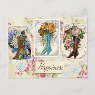 Carte postale Design Floral Boots vintage