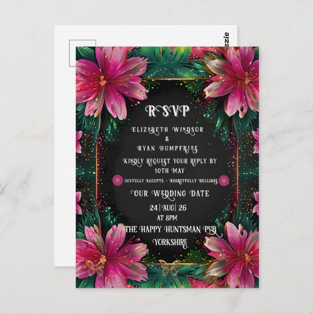 Carte Postale Design floral élégant avec des couleurs vives (Devant / Derrière)