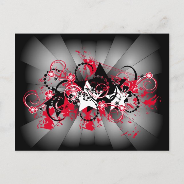 Carte Postale design floral étoiles (Devant)