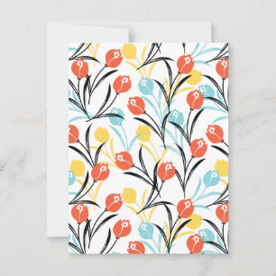 Carte Postale Design floral Motif de Tulipe en blanc