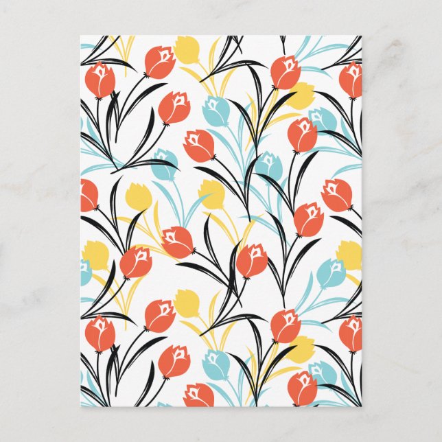 Carte Postale Design floral Motif de Tulipe en blanc (Devant)