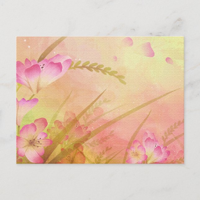 Carte Postale design floral rose (Devant)
