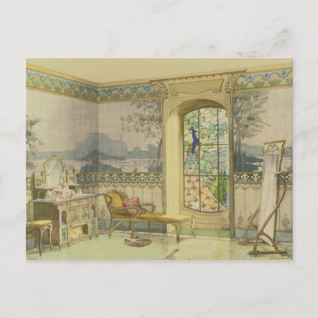 Carte Postale Design for a Bathroom, from 'Interieurs Modernes' (Devant)