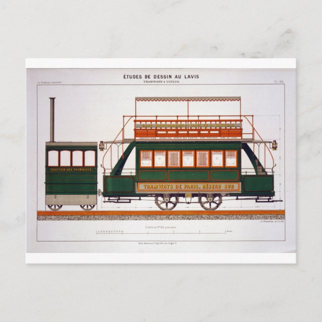 Carte Postale Design for a Steam Tram, plate 126 from 'The Indus (Devant)