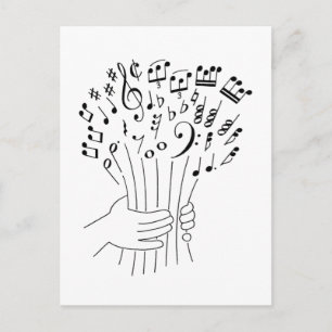 Carte Postale Design graphique : fleurs de notes musicales -