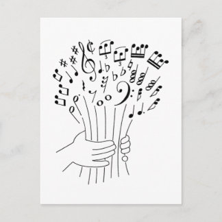Carte Postale Design graphique : fleurs de notes musicales -