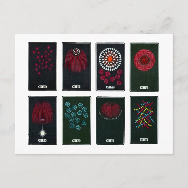 Carte Postale Design graphique japonais Firework, Ca du 19ème si (Devant)
