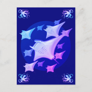 Carte Postale Design graphique Manta Ray Lover