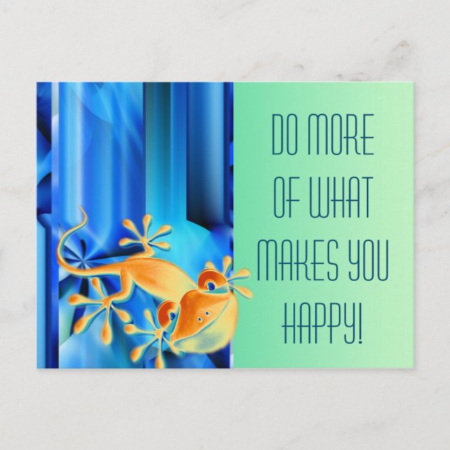 Carte Postale Design graphique transparent - bleu noir I & Gecko (Devant)