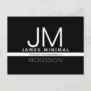 Carte Postale Design minimaliste professionnel moderne Noir et