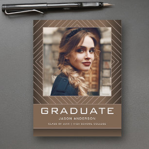 Carte Postale Design moderne 1 Photo Brown Tan Grad Faire-part