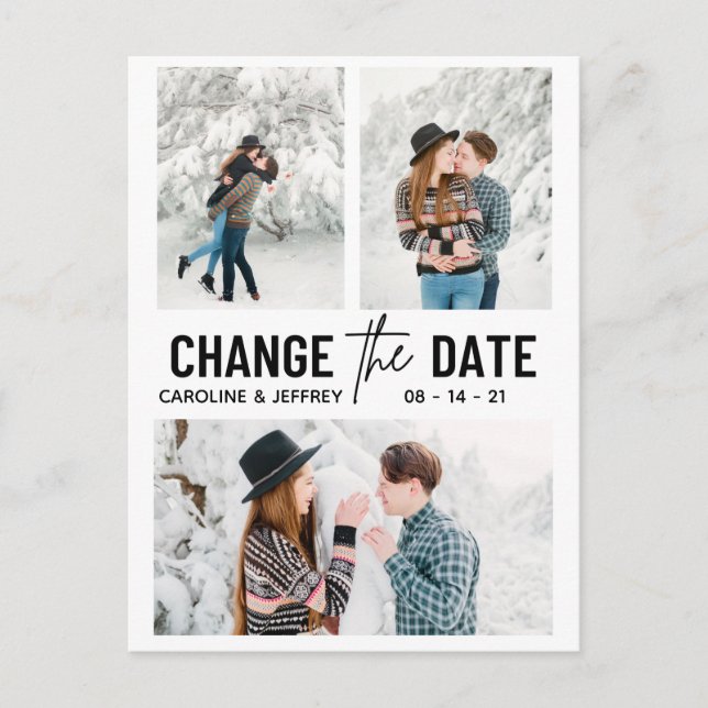 Carte Postale design moderne multi photo changer la date (Devant)