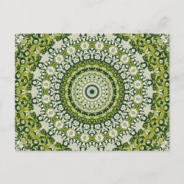 Carte Postale Design Motif Mandala vert et blanc (Devant)