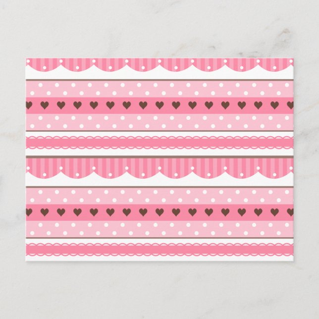 Carte Postale Design Motif rose pâle et mignon (Devant)