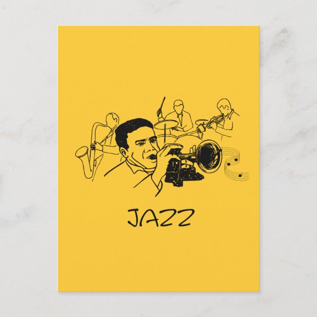 Carte Postale Design musicien JAZZ (Devant)