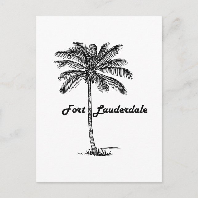 Carte Postale Design noir et blanc Fort Lauderdale & Palm (Devant)