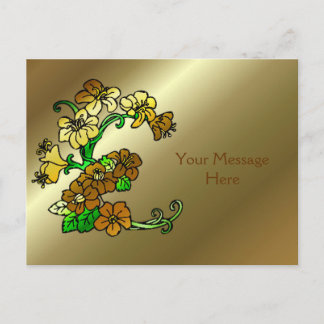 Carte Postale Design or et Brown