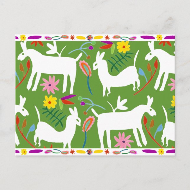 Carte Postale Design Otomi moderne | Llama Donkey Design (Devant)