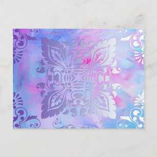 Carte Postale Design rose et bleu orné