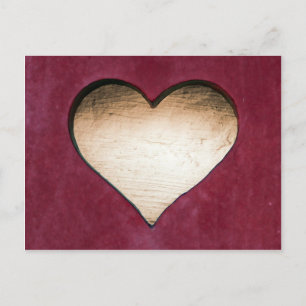 Carte Postale Design rouge coeur en bois