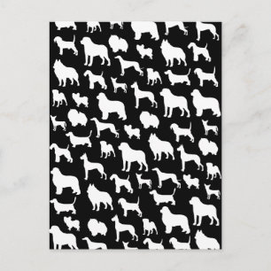 Carte Postale Design silhouette de chien mignon et chic sur fond