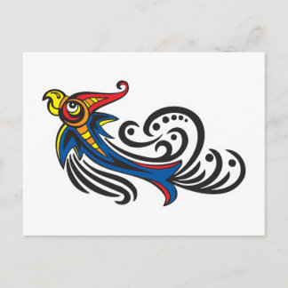 Carte Postale Design tribal d'oiseaux dragons