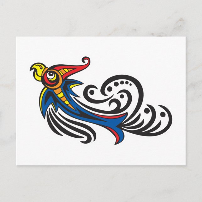 Carte Postale Design tribal d'oiseaux dragons (Devant)