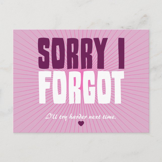 Carte Postale Désolé d'avoir oublié (Devant)