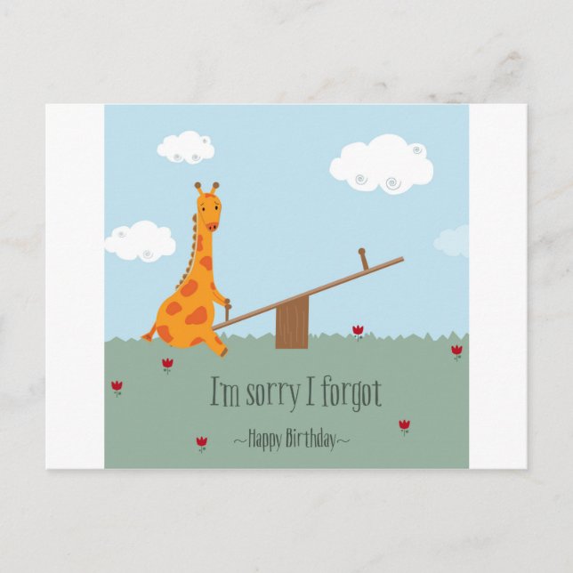 Carte Postale Désolé d'avoir oublié - Joyeux anniversaire (Devant)