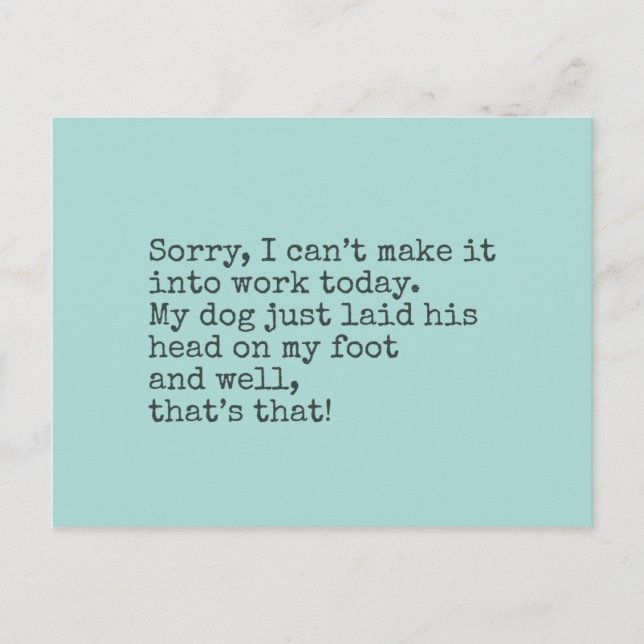 Carte Postale Désolé, je ne peux pas le faire aujourd'hui (Devant)