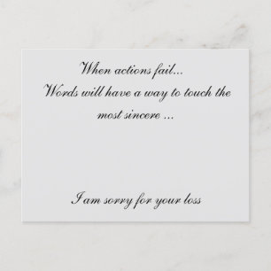 Carte Postale Désolé pour votre perte